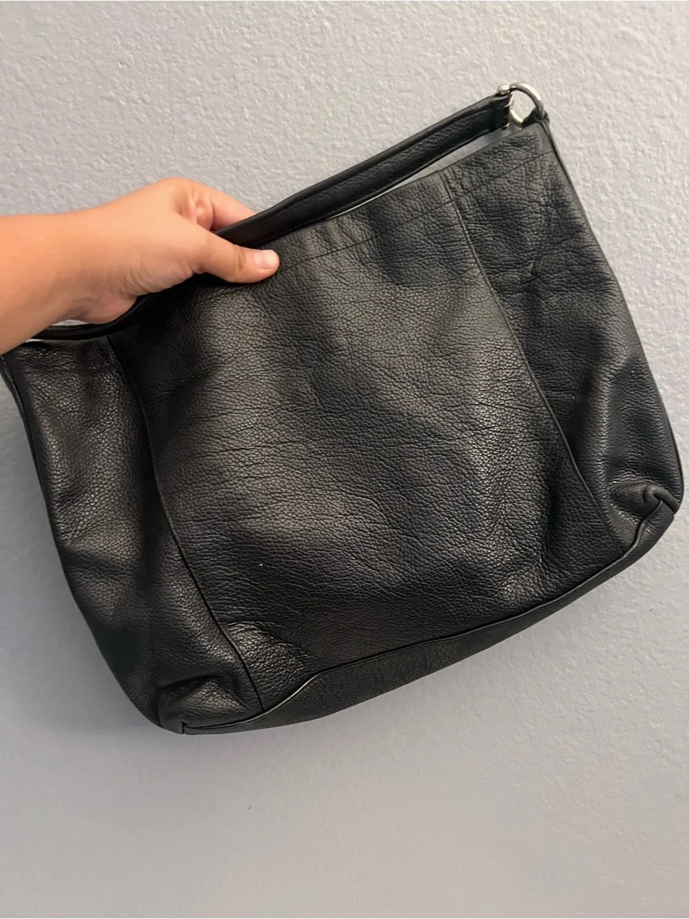 Coach Black Pebbled Leather Hobo Shoulder Bag with Silver Hardware